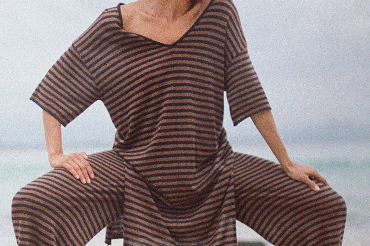 Zulu & Zephyr Pants - Casual Knit Pant - Brown Stripe