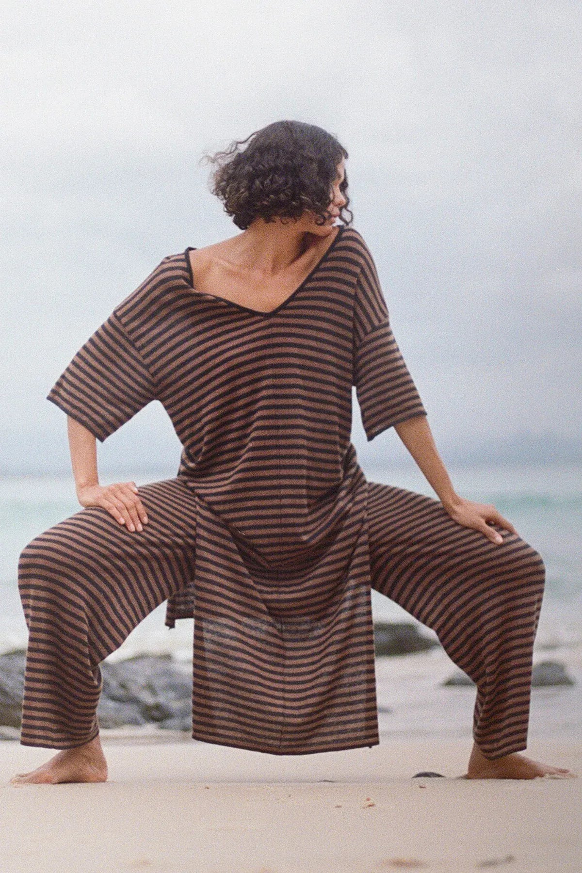 Zulu & Zephyr Pants - Casual Knit Pant - Brown Stripe