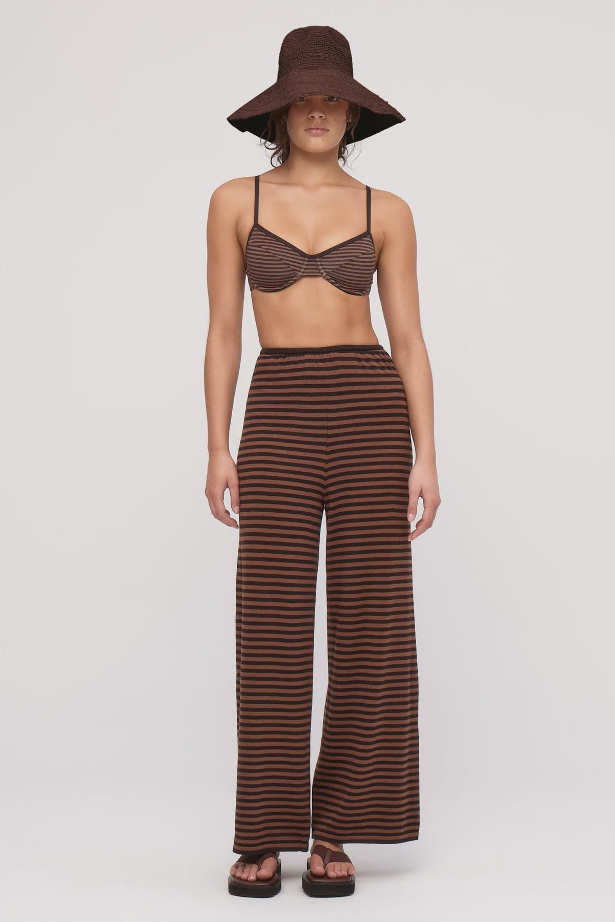 Zulu & Zephyr Pants - Casual Knit Pant - Brown Stripe