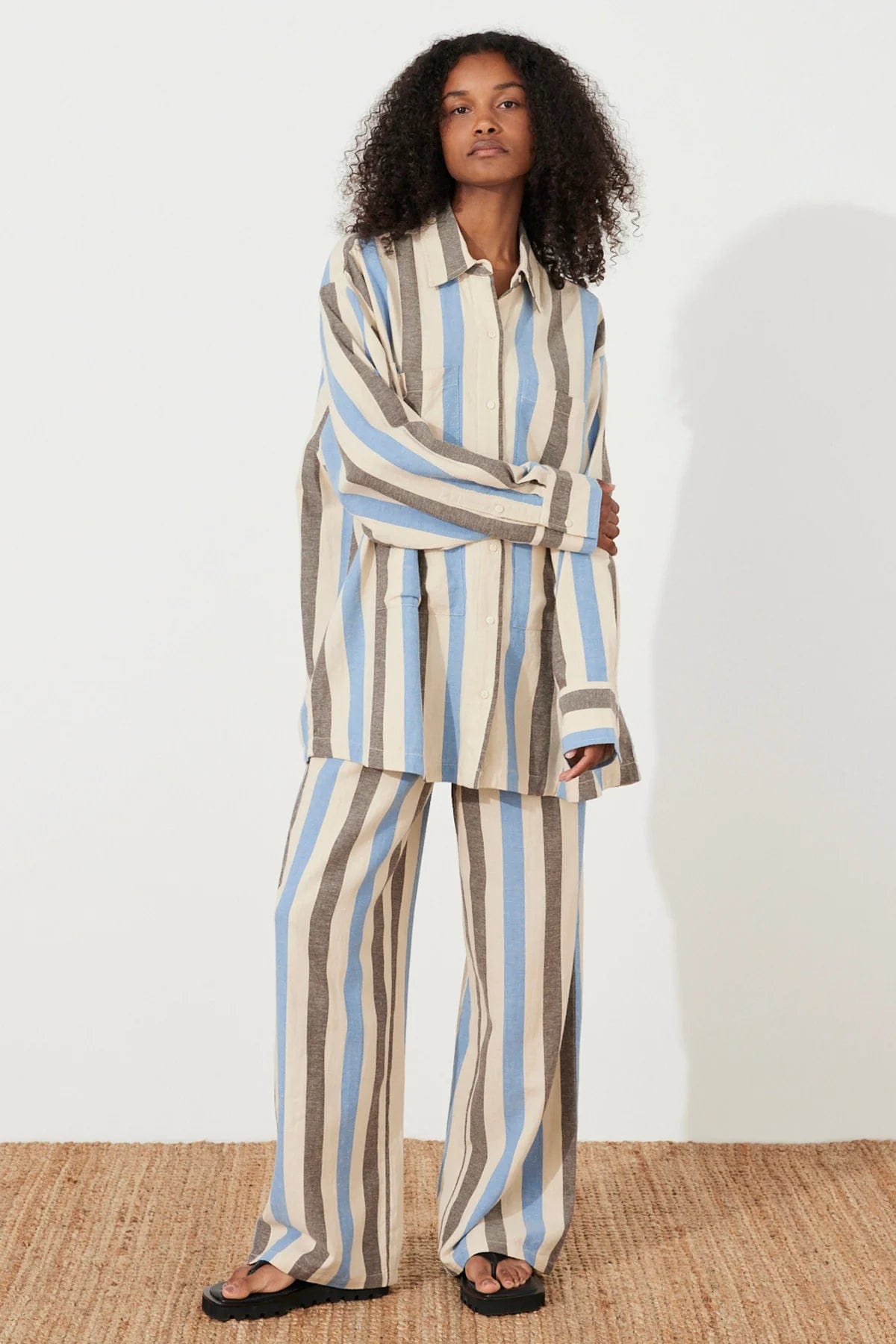 Zulu & Zephyr Pants - Casual Zulu & Zephyr | Sky Stripe Organic Cotton Blend Pant