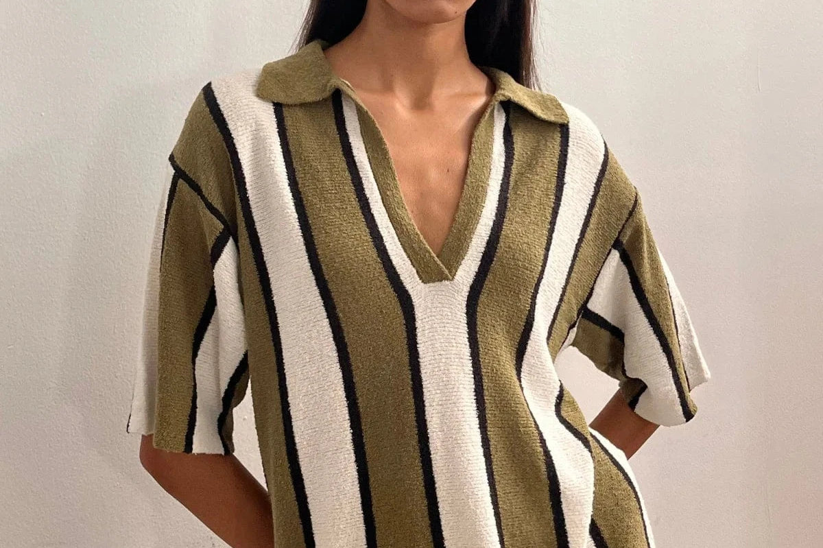 Zulu & Zephyr Shirts - Casual Textured Knit Shirt - Olive Stripe