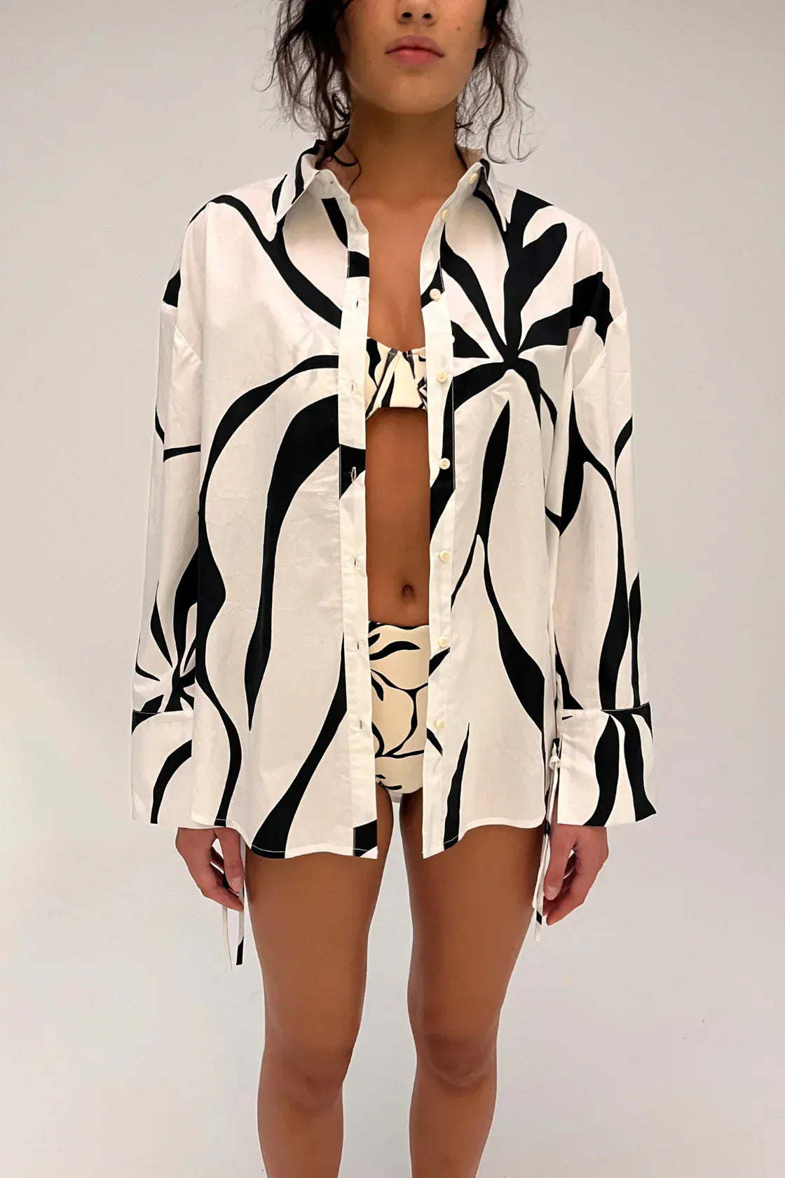 Zulu & Zephyr Shirts Cotton Shirt - Cream Flower