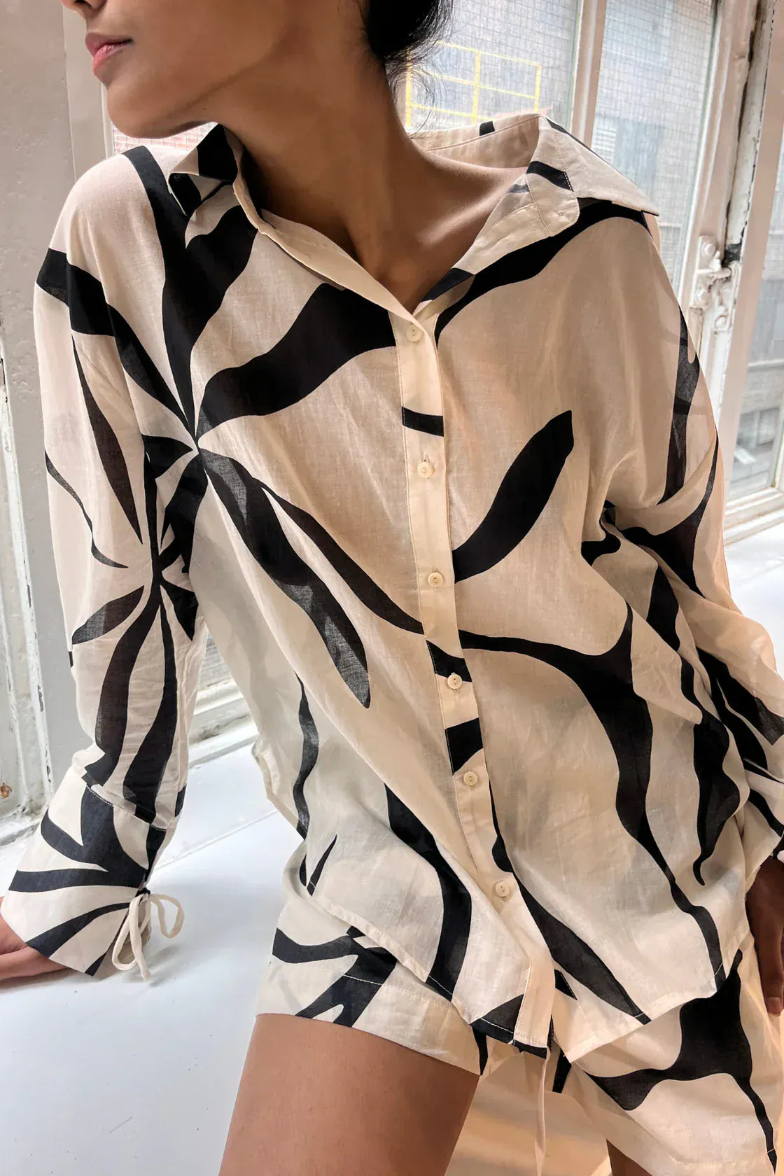 Zulu & Zephyr Shirts Cotton Shirt - Cream Flower