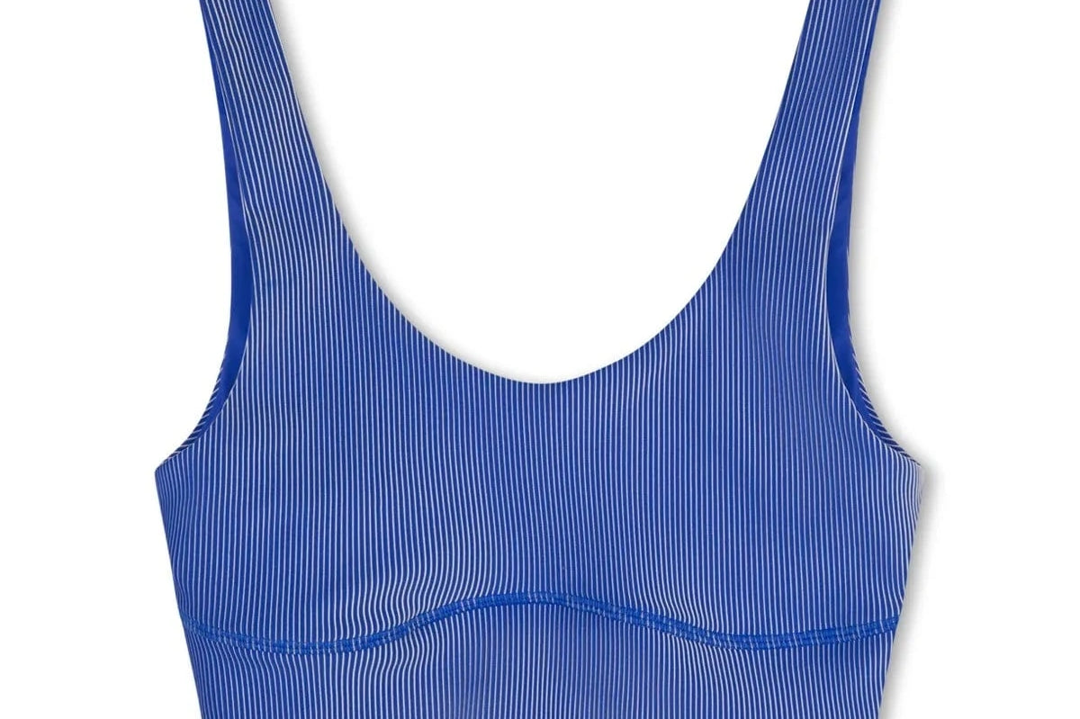 Zulu & Zephyr Sports Bras Zulu & Zephyr | Stripe Rib Crop Top - Dolphin Blue
